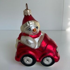 ☃️Dept 56 Race car Snowman ornament🚗 racing racer red car coupe convertible
